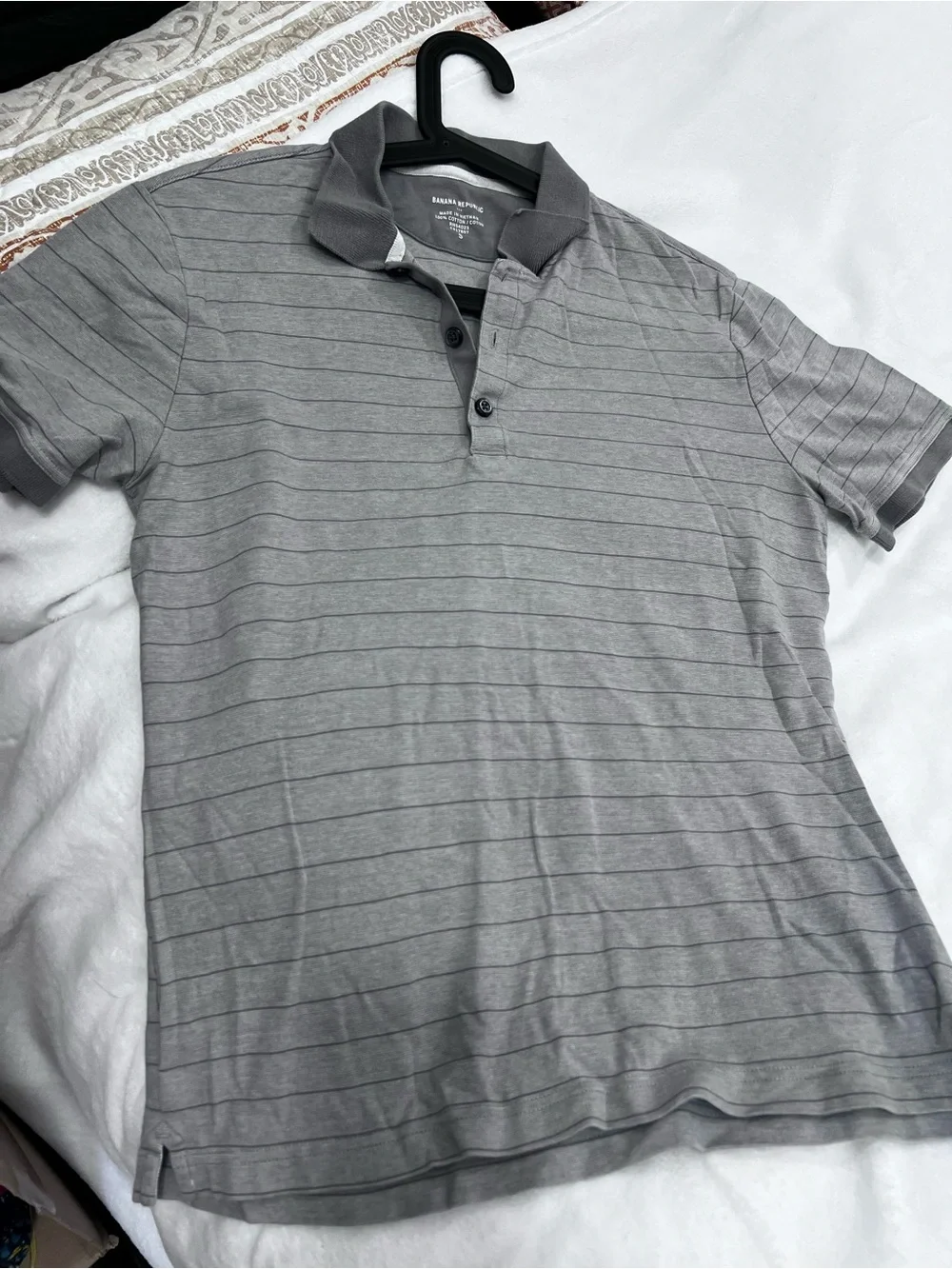 Banana Republic Grey Striped Polo